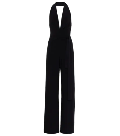 Shop Norma Kamali Halterneck Jersey Jumpsuit In Black