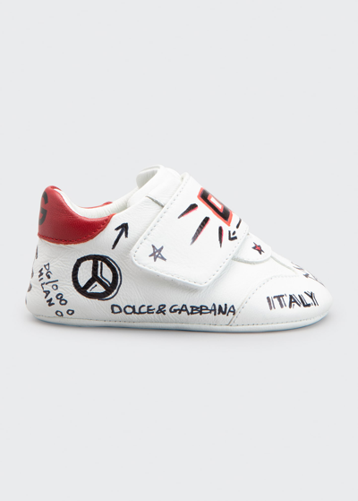 Shop Dolce & Gabbana Kid's Prewalker Dg Graffiti Logo Sneakers, Newborn-9m In Scritte Fdobianco