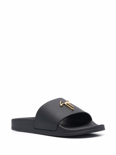 Shop Giuseppe Zanotti Brett Rubber Slides In Black