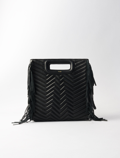 Shop Maje Quilted Leather M Bag In Black