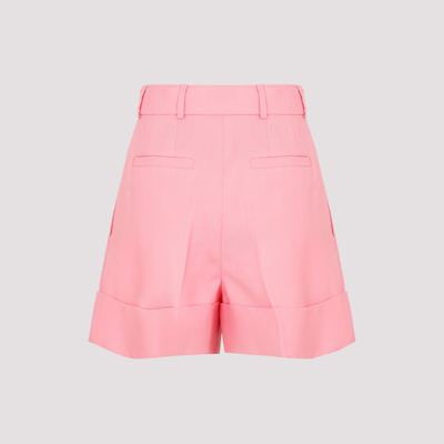 Shop Miu Miu Levantine Wool Belted Shorts Pants In Pink &amp; Purple
