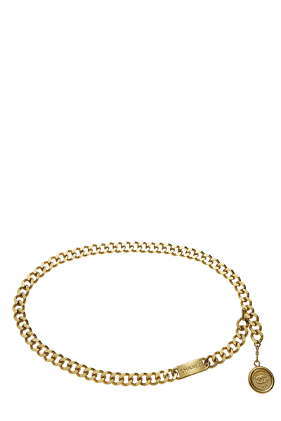 Pre-owned Chanel Gold 'cc' Medallion Chain Belt