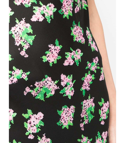 Shop Natasha Zinko Pixel Flower Slip Dress In Black/pink
