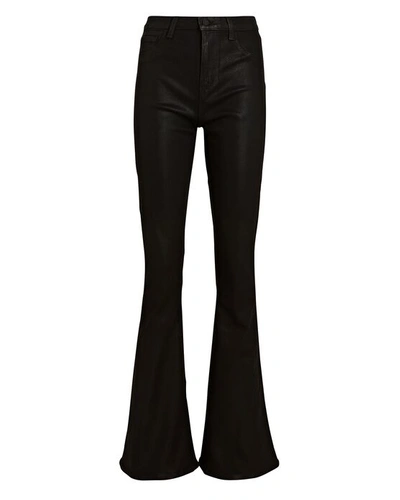 Shop L Agence Marty Coated High-rise Flared Jeans In Noir