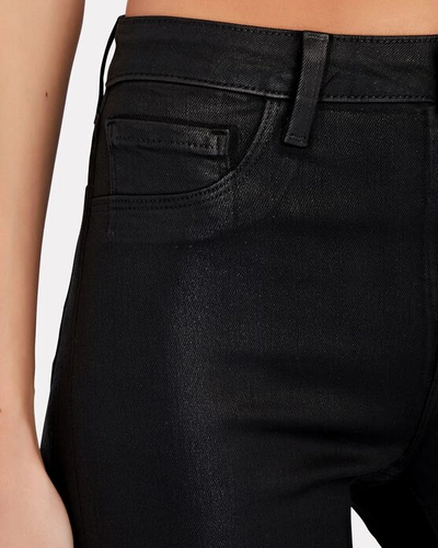 Shop L Agence Marty Coated High-rise Flared Jeans In Noir