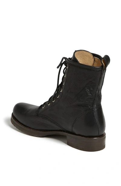 Frye Veronica Leather Combat Booties In Black
