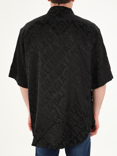 Shop Balenciaga Black Shirt With All-over Logo