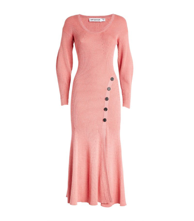 Shop Self-portrait Button-detail Midi Dress In Pink