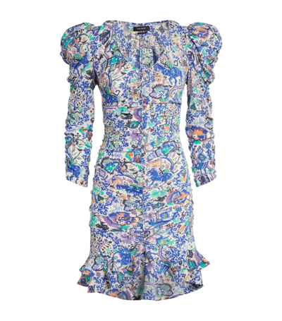 Shop Isabel Marant Silk-rich Bireya Mini Dress In Blue
