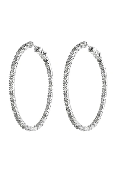 Shop Cz By Kenneth Jay Lane Cz Inside-out 50mm Hoop Earrings In Clear/silver