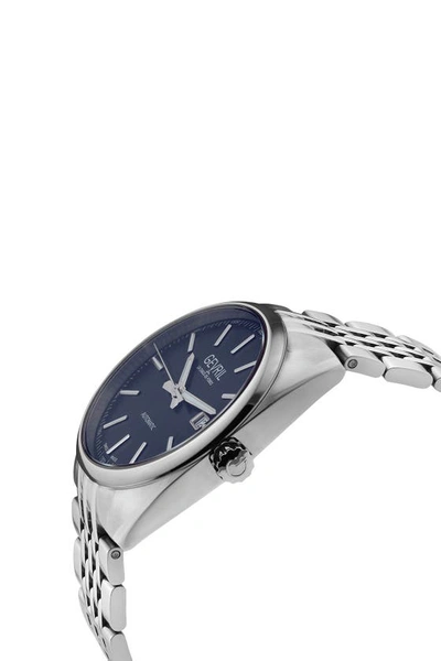 Shop Gevril Five Points Blue Dial Stainless Steel Watch, 44.5 Mm