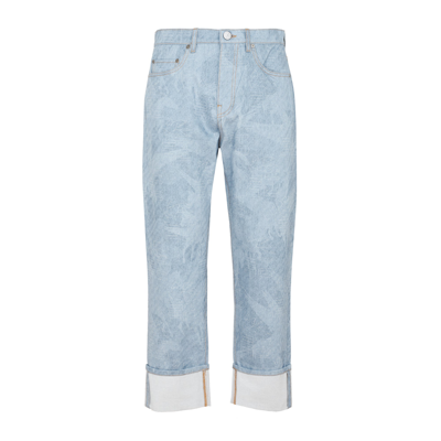 Shop Etro Logo Patch Buttoned Cropped Jeans In Blue