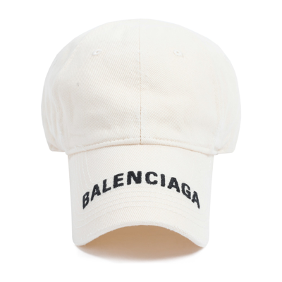 Shop Balenciaga Cotton Logo Cap Hat In White