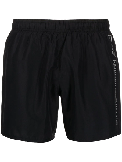 Shop Ea7 Logo-print Swimshorts In Black