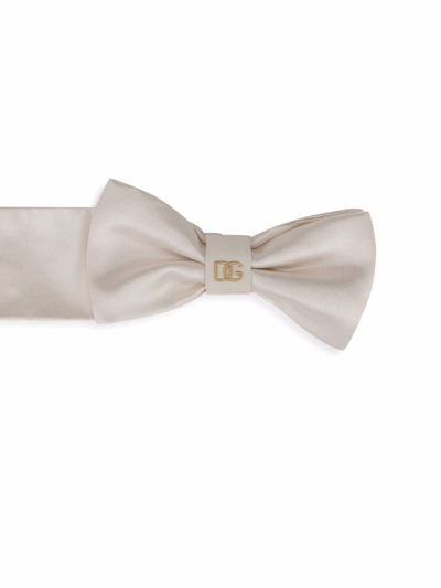 Shop Dolce & Gabbana Logo-embroidered Silk Headband In White