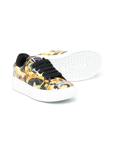 Versace Greca Baroccoflage-print Sneakers In Black