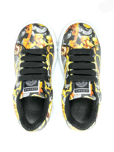 Versace Greca Baroccoflage-print Sneakers In Black