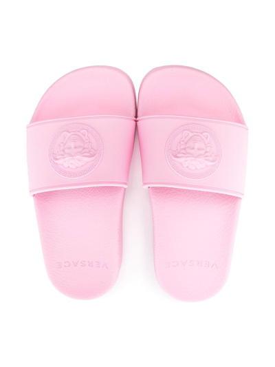 Shop Versace Medusa-head Sliders In Pink