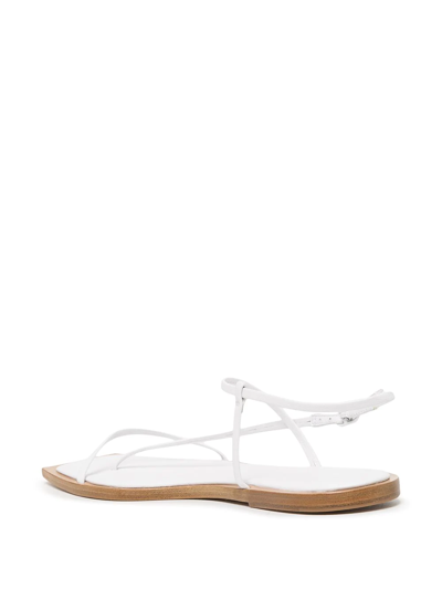 Studio Amelia Filament Square-toe Flat Sandals In White