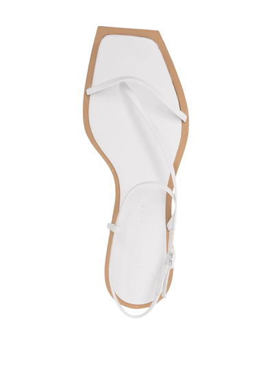 Studio Amelia Filament Square-toe Flat Sandals In White
