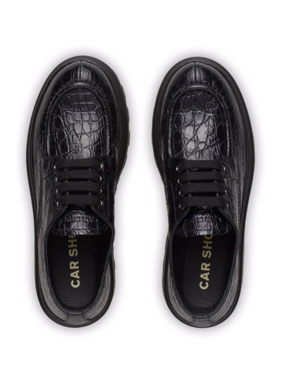 Shop Car Shoe Crocodile-effect Lug Sole Shoes In Black