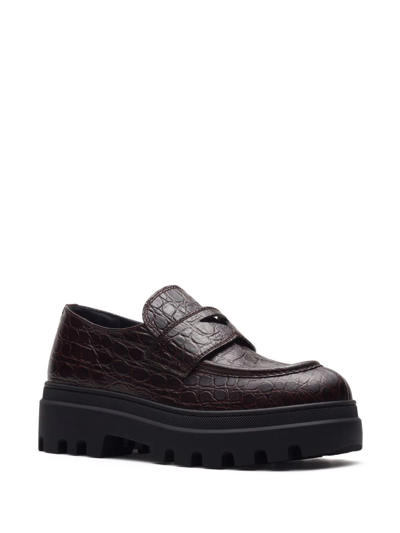 Shop Car Shoe Crocodile Effect Moccasins In Purple