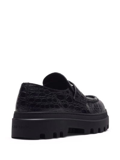 Car Shoe Crocodile Effect Moccasins In Black