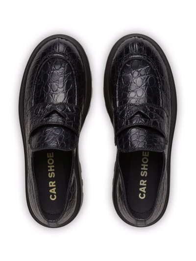 Car Shoe Crocodile Effect Moccasins In Black