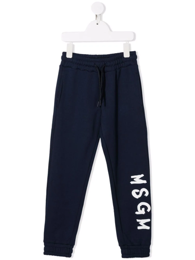 Msgm Logo-print Tapered Track Pants In Black