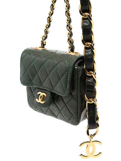 Pre-owned Chanel 1990s Micro Classic Flap Belt Bag In Green