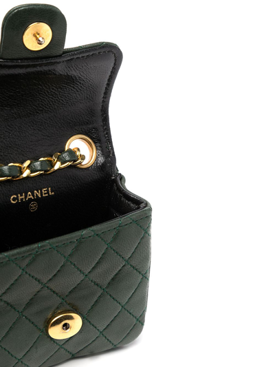 Pre-owned Chanel 1990s Micro Classic Flap Belt Bag In Green