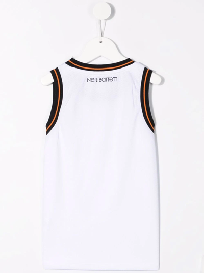 Neil Barrett Kids White Tank Top With Logo And Print In White