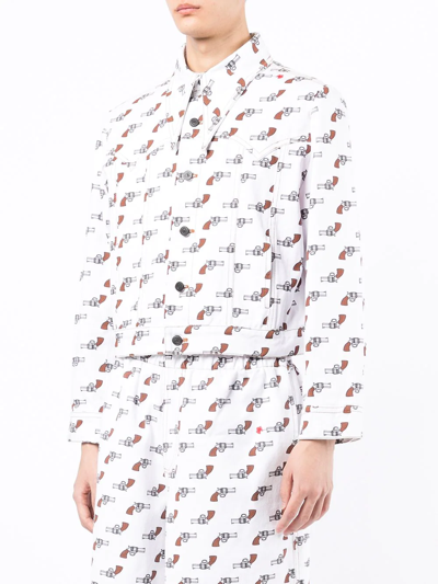 Shop Duoltd Graphic-print Denim Shirt Jacket In White
