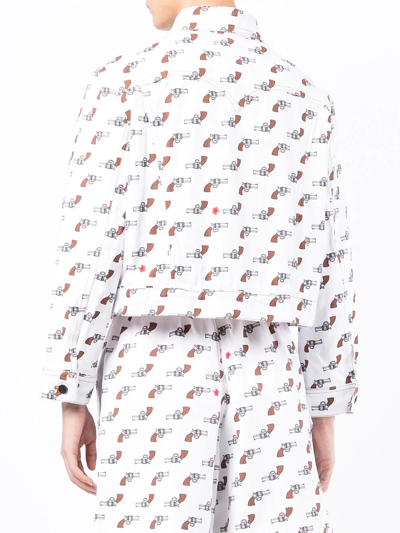 Shop Duoltd Graphic-print Denim Shirt Jacket In White