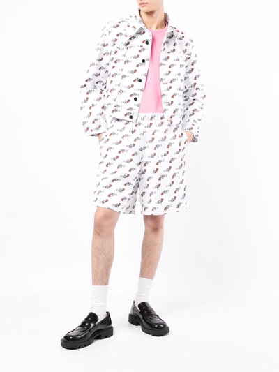 Duoltd Graphic-print Denim Shorts In White