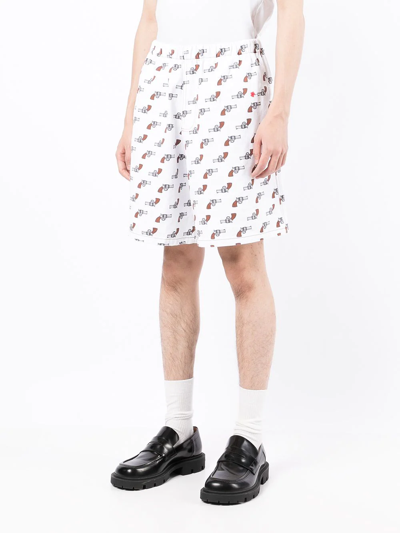 Duoltd Graphic-print Denim Shorts In White