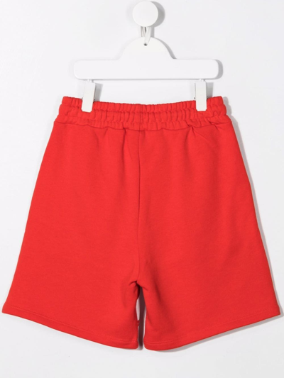 Shop Msgm Logo Print Track Shorts In Red