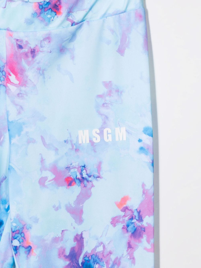 Shop Msgm Tie Dye Print Leggings In Blue