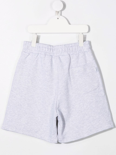 Msgm Logo Print Track Shorts In Grey