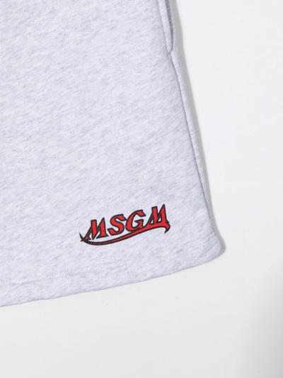 Msgm Logo Print Track Shorts In Grey