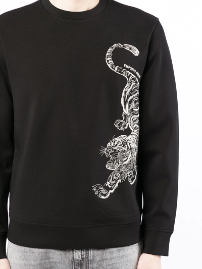 Shop Emporio Armani Tiger-print Sweatshirt In Black
