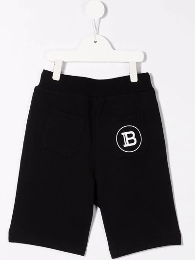 Shop Balmain Logo-print Track Shorts In Black