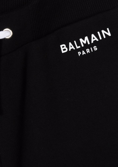 Shop Balmain Logo-print Track Shorts In Black