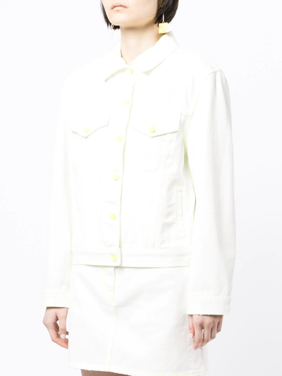 Shop Msgm Short Denim Jacket In White