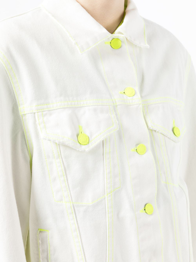 Shop Msgm Short Denim Jacket In White