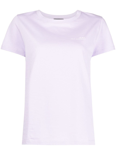 Shop Apc Crew-neck T-shirt In Purple
