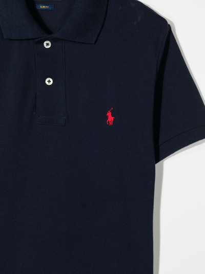 Shop Ralph Lauren Logo-embroidered Short-sleeve Polo Shirt In Blue