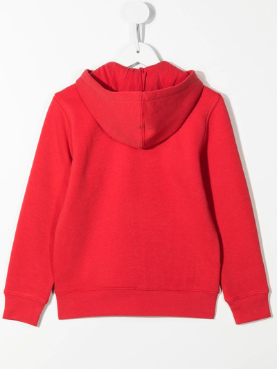 Shop Ralph Lauren Logo-embroidered Zip-up Hoodie In Red