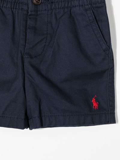 Shop Ralph Lauren Logo-embroidered Cotton Shorts In Blue