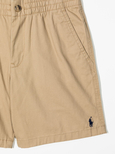 Shop Ralph Lauren Logo-embroidered Cotton Shorts In Brown
